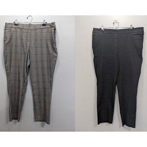 Hilary Radley‎ Pull On Pants Lot of 2 Plaid Grey Black Work Comfort Women's XXL
